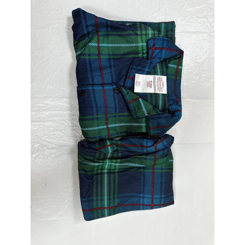 Wondershop Toddler Holiday Tartan Plaid Flannel Family Pajama Set Blue Size 3T
